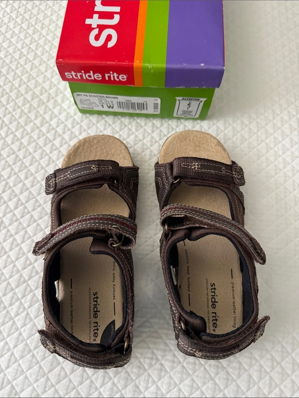Stride Rite Brown Kids Adjustable Hook-and-Loop Sandals